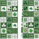 Artoid Mode Green Checkered Clover Shamrock St.Patrick's Day Kitchen Dish Towels, 18x26 Inch Farmhouse Holiday Spring Decoration Cleaning Set of 2