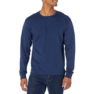 Hanes Men's Long-Sleeve Beefy-T Shirt, Navy, Medium (Pack of 2)