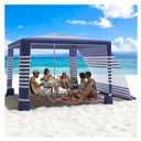 MoKo Beach Cabana, 8'×8' Large Beach Canopy with Side Wall, UPF 50+ Protection Easy Setup Beach Tent Sun Shelter, Adjustable Height Wind Resistant Cabana Beach Tent for Whole Family, Navy Stripes