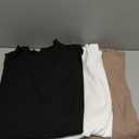 Huukeay 3 Pack Women's Mock Turtleneck Short Sleeve Tops Ribbed Cotton Lettuce Trim T Shirts Slim Fit Casual Base Tee Size Large