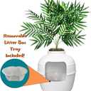 Good Pet Stuff Hidden Litter Box Planter, Decorative Cat Litter Enclosure with Carbon Filter, Artificial Plant, Easy Clean, Indoor Design, Original Round Style, Essentials Kit, White Birch