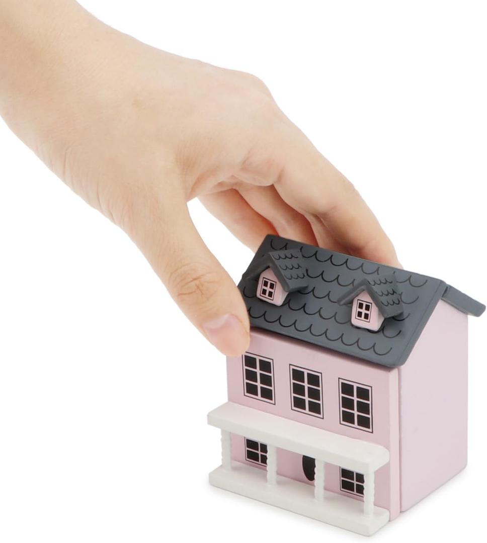 Miniature Cottage for Dollhouse Accessories Desktop Decor Wooden Mini House Storage Decoration Ornament Nice Present for Miniature Lovers (Pink)