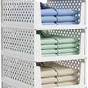 Kitsure 5-Pack Closet Organizers & Storage - Stackable Foldable Plastic Storage Drawers & Shelves,Space-Saving Multi-Purpose Closet Storage Containers for Wardrobe, Bedroom or Laundry Room (16.7" x 12.9" x 6.6")