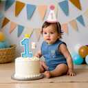 BAOBAOJOY Girls' First Birthday Cone Hat–Glitter White with Pink Pom Topper, Perfect for Cake Smash & Baby's 1st Birthday Photos, Perfect Party Decoration(1Glitter White)