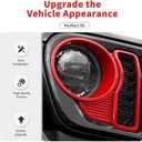 Front Grille Grill Insert+Headlight Turn Light Cover Trim Compatible with 2024-2026+ Jeep Wrangler JL JLU & Gladiator JT Exterior Accessories,Not Fit for JL Sport & Sports (Red)