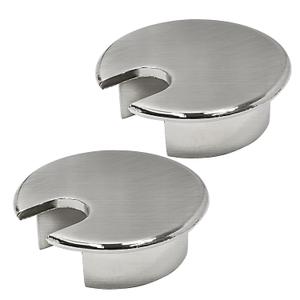 Desk Grommet 1-3/8" (35 mm), Desk Cord Hole Cover, Cable Grommet Metal Zinc Alloy Materilal, Desk Hole Grommet for Office and Home Table Cable, Detachable Cable Cord Organizer (Brushed Silver 2 Pcs)