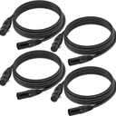 10ft DMX Cable, 4 Pack 3m DMX Light Cables DMX Wires, 3-Pin XLR Male to Female Stage Signal Cable with Metal Connectors for DMX512 Stage & DJ Lighting fixtures