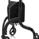 3 Wheel Walkers for Seniors, Ultra Lightweight Foldable Aluminum Rollator Walker for Elderly, Height Adjustable Three Wheel Walking Aid with Storage Bag,Brilliant Black