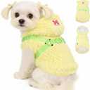Fleece Small Dog Jacket Coat for 12 to17 lbs - Windproof Dog Clothes Coat with Harness Built in Winter Outdoor Dogs Coats for Small Dogs (Yellow)