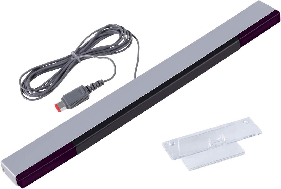 Aokin Sensor Bar for Wii, Replacement Wired Infrared Ray Sensor Bar for Nintendo Wii and Wii U Console, includes Clear Stand