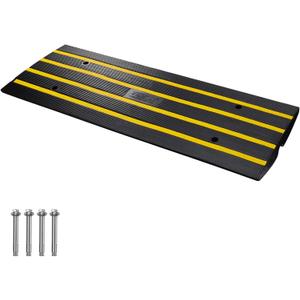 VEVOR Car Driveway Rubber Curb Ramps Heavy Duty 33069lbs Capacity Threshold Ramp 2.6 Inch High Cable Cover Curbside Bridge Ramp for Loading Dock Garage Sidewalk (1-Channel, 1Pack-Curb Ramp)