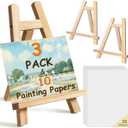 3 Pack Tabletop Easel for Painting, 11 inch Paint Stand with 10pcs Easel Papers, Mini Painting Easel for Kids Students and Adults, Small Wooden Table Top Easels Stand for Painting