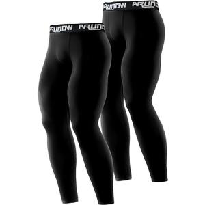 2 Pack Men's Thermal Compression Pants Fleece Lined Sports Tights Athletic Leggings Cold Weather Baselayer Winter Gear, S