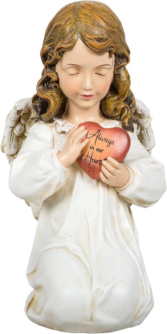 Joseph's Studio by Roman, 11.75" H Memorial Angel Holding a Heart Garden Statue, Outdoor Dcor