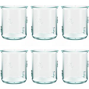 Amici Home Regina DOF Glass | 12 Oz | Italian Made, Recycled Green Glass | Drinking Glass with Embossed Bee Design for Water, Juice, Iced Tea, Cocktails (Set of 6)