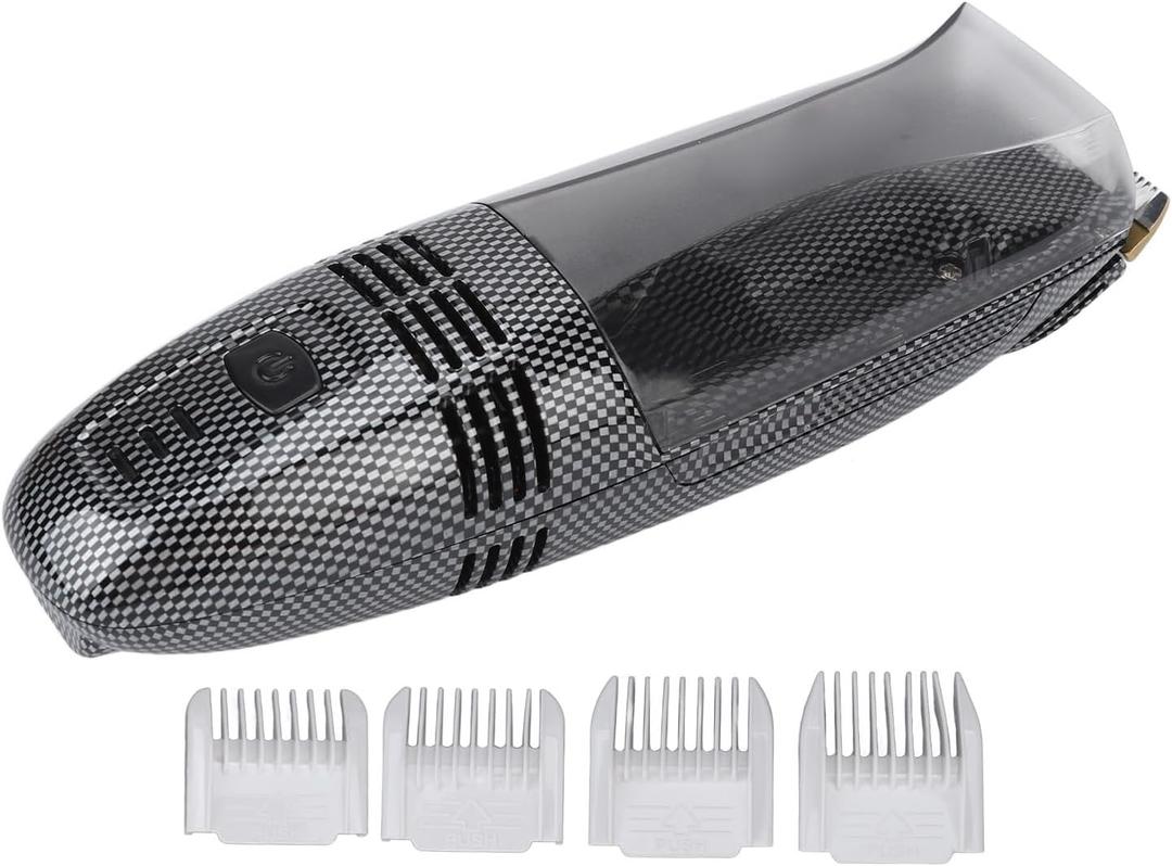 Diydeg Electric Hair Clipper, USB Recharge Light Vacuum Hair Trimmer with Automatic Hair Suction, Electric Body Hair Trimmer with 4 Combs, Cordless Haircut Toddler Haircut Kit