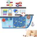 BlueWood Wooden Wall Busy Board Panels, Toddler Learning Activity Center, Montessori Philosophy Sensory, Educational Toys, Conducive to All-Round Development - Ship