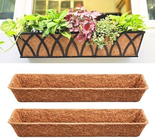 LaLaGreen 30" (2 Pack, Rectangular) Coco Liners for Window Box & Wall Mount Pots–Large Coir Replacement for Trough Planter, Flower Pot, Garden Outdoor Use– Also Shapes