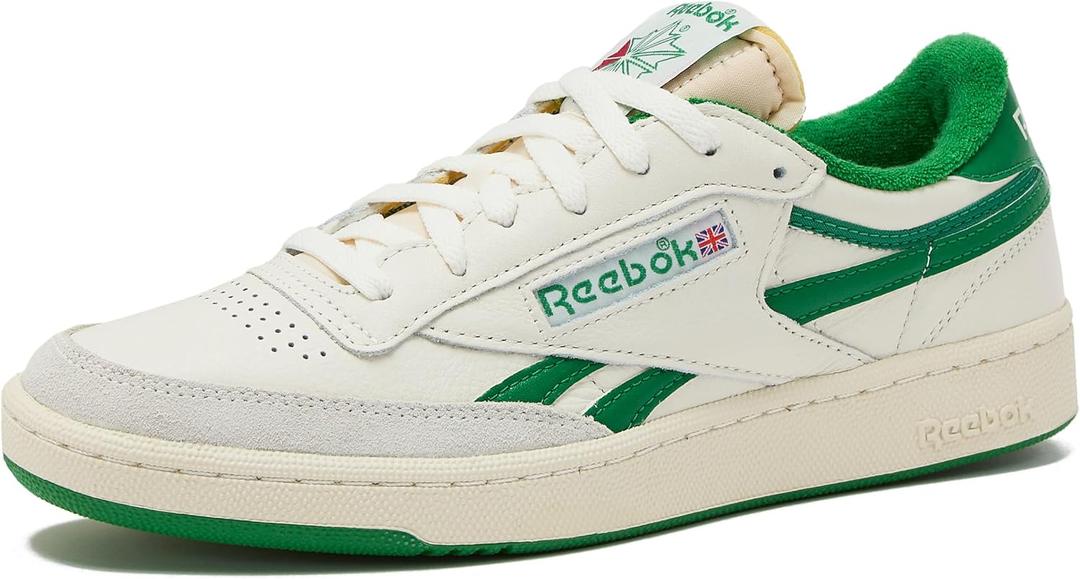 Reebok Club C Revenge Vintage Sneakers for Men - Casual Tennis Mens Shoes, Chalk/White/Glen Green, 9