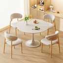 Dining Chairs Set of 2 for Kitchen Dining Table Mid Century Modern Farmhouse Upholstered Linen Dining Room Chairs with Metal Legs, Original Beige, 18 Inch
