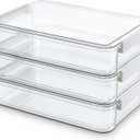 Citylife 3 PCS 9 x 13 Plastic Storage Bins with Lids and Latches, Portable Art Supply Storage Organizer, Paper Storage Box for Organizing A4 Paper, Letters, Documents, Art Supplies, and Crafts (3 Packs-Large, Clear White)