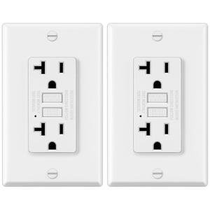 ELECTECK 2 Pack GFCI Outlets 20 Amp, Non-Tamper Resistant, Decor GFI Receptacles with LED Indicator, Ground Fault Circuit Interrupter, Wallplate Included, ETL Listed, White