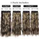 Clip in Hair Extensions, 20 Inches Wavy Synthetic Hair Extensions Clip ins, Long and Soft, for Women and Girls (Medium Brown Mixed Bleach Blonde)