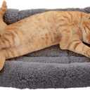 Enjoying Plush Cat Bed Mat 10" x 15" Pet Cushion With Pillow for Puppy Curling Sleep, Pad for Carrier/Crate, Dog Self-Warm Bed, Antiskid Bottom, Small
