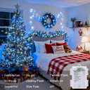 JMEXSUSS 2 Pack Blue and White Battery String Lights, Each 33ft 100 LED Battery Powered Christmas Lights with Remote for Outside Party Birthday