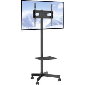 VEVOR Mobile TV Stand for 23-60 inch TVs Screen Holds up to 88lb, Height Adjustable Rolling TV Stand with Locking Wheels and Tray, Max VESA 400x400mm, Movable Floor TV Stand for Bedroom, Living Room