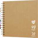 Scrapbook 8x8 Inch DIY Scrapbook Album Hardcover Kraft Paper Scrap Book Photo Albums 40 Pages Perfect for 4x6 / 5x7 Photos Memory Book for Family, Wedding