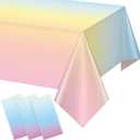 3 Pack Pastel Rainbow Plastic Tablecloth Party Decorations, Pastel Disposable Table Covers for Rectangle Tables, Rainbow Table Cloth for Easter Birthday Baby Shower Wedding Party Supplies, 54x108Inch