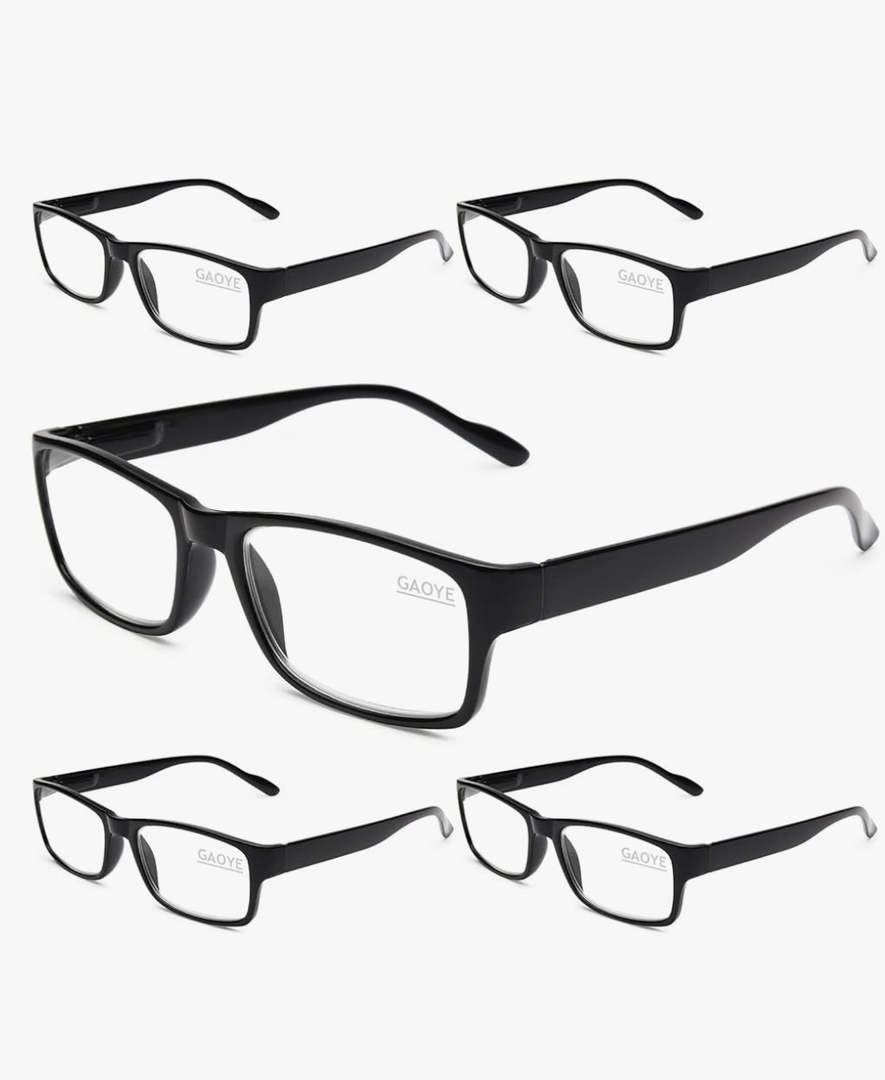 Gaoye Professional Reading Glasses for All Day - Computer Readers with Blue Light Protection - Value Pack, Color: B1-5 Pack Light Black, +1.0