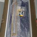 WOPITUES Floating Shelves with Gold Metal Guardrail, Shelves for Wall Decor Set of 3, Wall Shelves for Bedroom, Bathroom, Kitchen, Living Room, Plants, Picture Frames, Art- Gold in Navy Blue