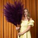 Pampas Grass Decor Tall, 43"/110cm Faux Pampas Grass 6 Stems Large Pompass Grass Branches Tall Bulk Boho Flower Arrangement for Home Room Wedding Party Decor(Purple)