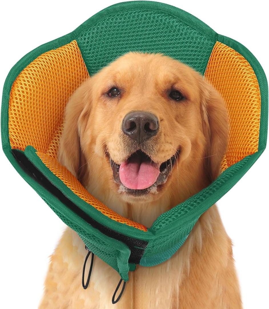SUNFURA Dog Cone - Soft Cone for Dogs to Stop Licking, Pet E-Collar Alternative After Surgery, Adjustable Pet Recovery Collar for Wound Healing, Pine Green Medium