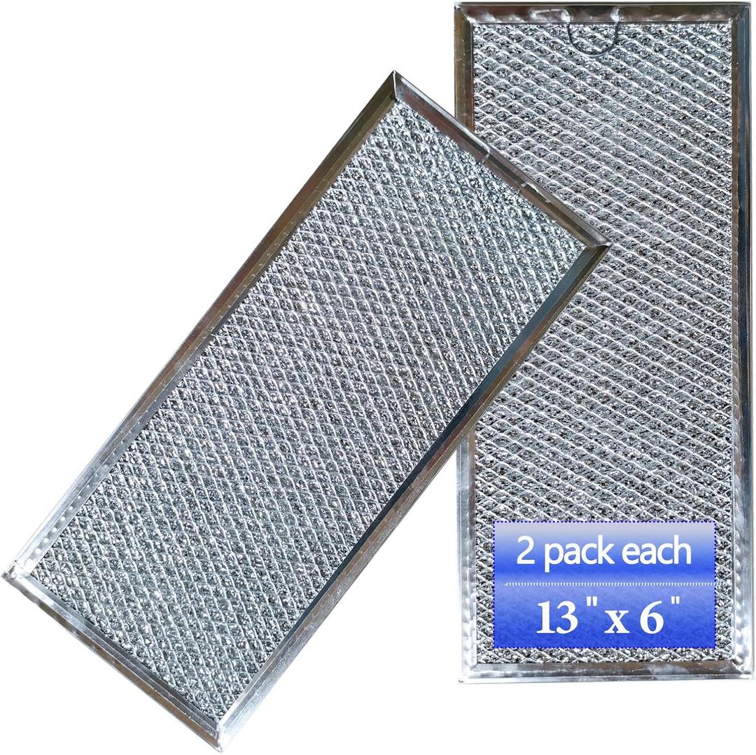 Microwave filter 13x6 replacement WB06X10596 W10208631A microwave vent filter fit for Amana KitchenAid Maytag Samsung Lg Ge Whirlpool Panasonic microwave replacement parts 2Pack