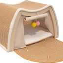 Kitten Play Tent, Indoor Cat House, Fun Rest and Scratch Station with Sisal Board for Clawing and Activity, Lightweight Canvas Tent with Comfortable Cushion, for Home Living Room Bedroom Or Pet Room