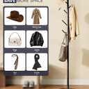 Coat Rack with 8 Hooks, 3 Adjustable Heights, Modern Hall Tree, Sturdy Metal Clothes Stand with Sintered Stone Base for Entryway, Office, Bedroom, for Coats, Hats, Handbags and Scarves, Black