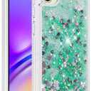 Case for Samsung Galaxy A05, Glitter Liquid TPU Cover Clear Flowing Quicksand with Anti-Fall Bumper Corner Shockproof Protection Women Girly Case for Galaxy A05 Green Love LSYB