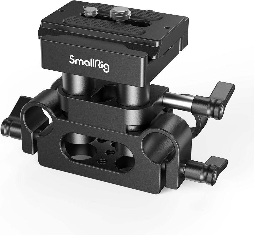 SMALLRIG Universal Baseplate 15mm Rail Support System with 15mm Rod Clamp and Quick Release Plate - 2272, Black