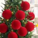 9 PCS Christmas Velvet Balls Flocked Xmas Tree Ball Ornaments Christmas Large Ball Set Xmas Tree Hanging Decoration 4 Inch, 6 Inch (Red, 6inch)