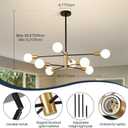 RUIYEY Modern Sputnik Chandeliers Black and Gold Mid Century Chandelier 8-Light Dining Room Light Fixture Height Adjustable Ceiling Lights Farmhouse Chandeliers for Kitchen Island Living Room