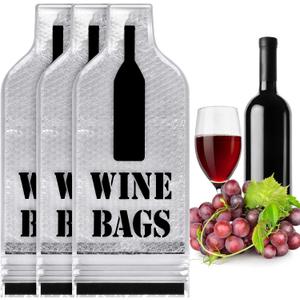 3 Set Wine Bags for Travel, Reusable Wine Bottle Travel Protector Bags, Wine Bottle Protector Sleeve, Leak Proof Wine Travel Bags for Airplane Car Cruise, Transparent 