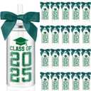 Skylety 24 Set 2025 Graduation Cups with Lid and Straw, Class of 2025 Graduation Gifts Plastic Mason Jar Tumbler Cup Bow Decorated, 12 oz Reusable Water Bottle for Grad Party Favor Decoration(Green)
