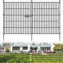 10 Panels No Dig Decorative Outdoor Garden Fence with Gate for Yard, 32 in(H) X 23.6 ft(L) Animal Barrier Fencing Rustproof Metal Wire Panel Border for Dog, Rabbits, and Patio Temporary Ground Stakes