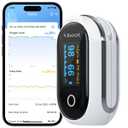 Rechargeable Pulse Oximeter Fingertip, Vibeat S6W Bluetooth O2 Monitor Finger with Real-Time Blood Oxygen Saturation & Heart Rate Tracking, Batteries and Lanyard Included