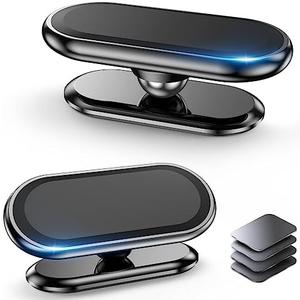 【2-Pack】 Magnetic Phone Holder for car, [ Super Strong Magnet ] [ with 4 Metal Plate ] Cell Phone carmount for iPhone Magnetic [ 360° Rotation ] Universal Dashboard Adhesive Car Magnetic Phone Mount