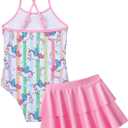 Vieille Little Girls Swimsuit Cute Kids Quick Dry Swimwear with Skirt 3-8 Years