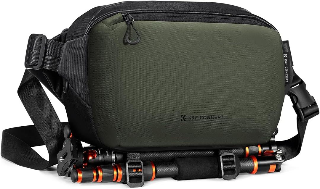 K&F Concept 2 in 1 Sling Bag Everyday Shoulder Bag & Multifunction Photography Crossbody Camera DSLR Backpack Portable Bag Black-Green